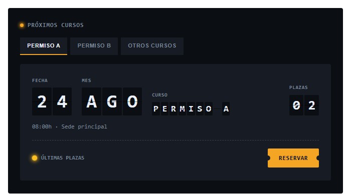 Catálogo de cursos en el estilo Salidas